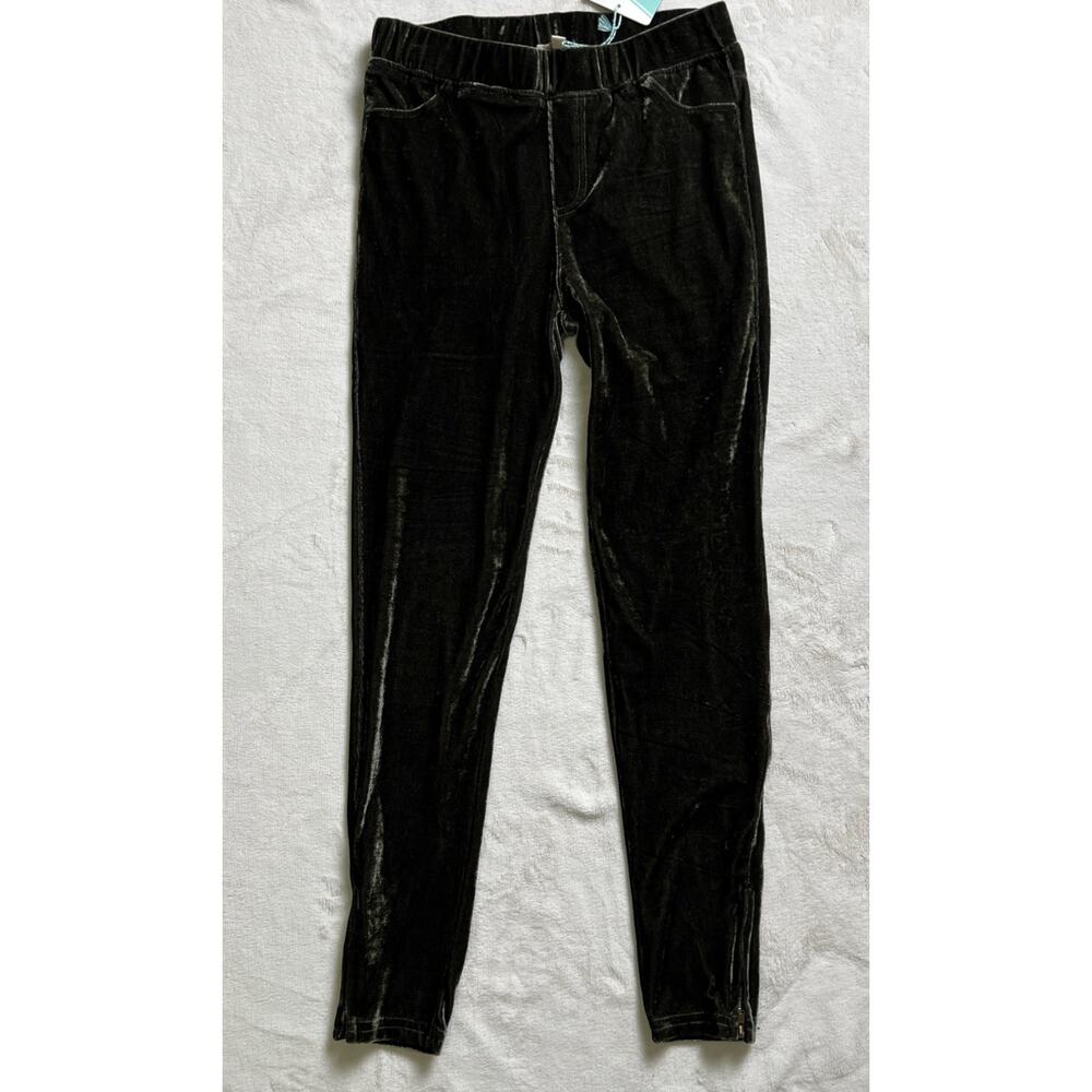 Umgee Mid-Waist Velvet Straight Leg Pant Women’s Small Dark Hunter Green NWT